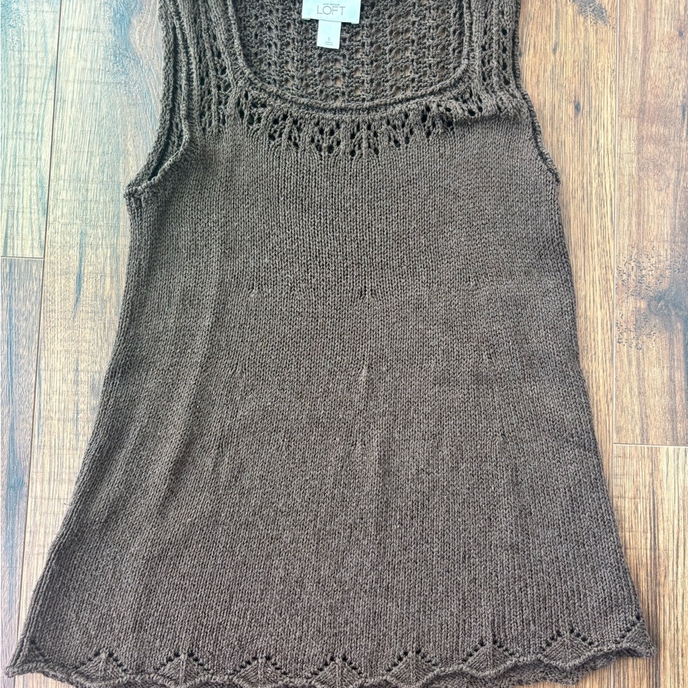 LOFT Brown Ribbed Tank Top
